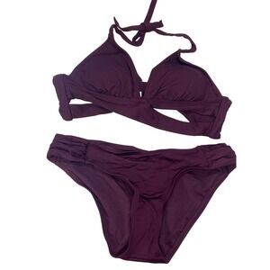 NWT Kona Sol Two Piece Bikini Swimsuit Purple Medium Small Cut Out Beach Party